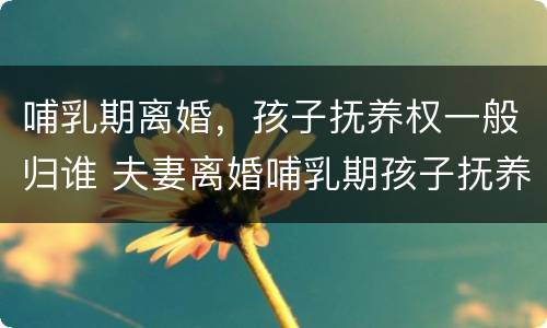 哺乳期离婚，孩子抚养权一般归谁 夫妻离婚哺乳期孩子抚养权怎么判定