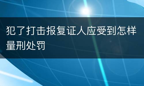 犯了打击报复证人应受到怎样量刑处罚