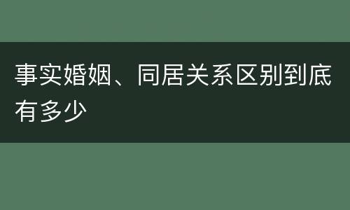 事实婚姻、同居关系区别到底有多少