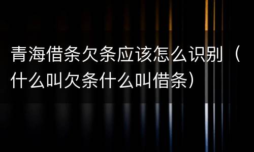 青海借条欠条应该怎么识别（什么叫欠条什么叫借条）