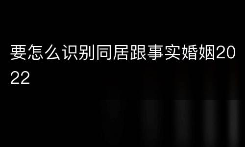 要怎么识别同居跟事实婚姻2022