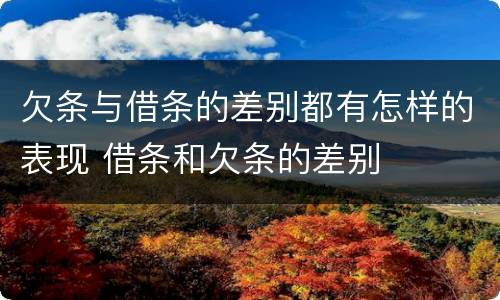 欠条与借条的差别都有怎样的表现 借条和欠条的差别
