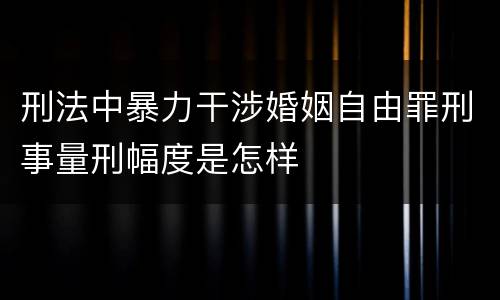 刑法中暴力干涉婚姻自由罪刑事量刑幅度是怎样