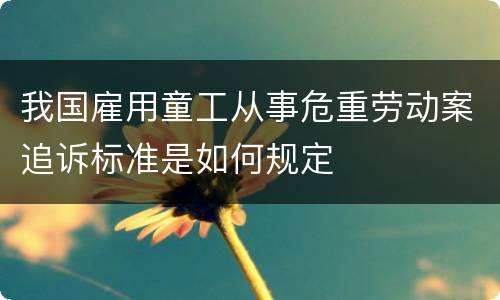 我国雇用童工从事危重劳动案追诉标准是如何规定