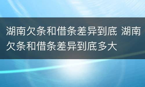 湖南欠条和借条差异到底 湖南欠条和借条差异到底多大