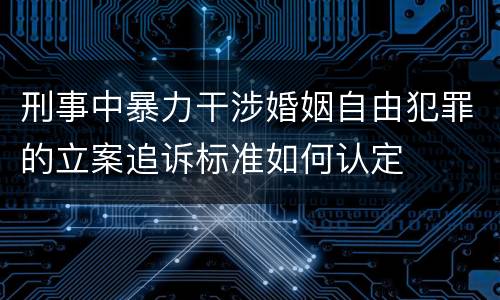刑事中暴力干涉婚姻自由犯罪的立案追诉标准如何认定