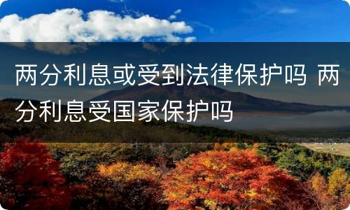 两分利息或受到法律保护吗 两分利息受国家保护吗