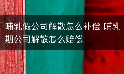 哺乳假公司解散怎么补偿 哺乳期公司解散怎么赔偿