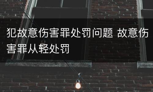 犯故意伤害罪处罚问题 故意伤害罪从轻处罚
