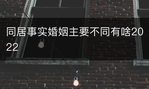 同居事实婚姻主要不同有啥2022