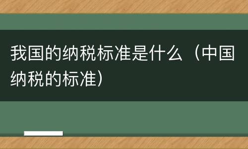 我国的纳税标准是什么（中国纳税的标准）