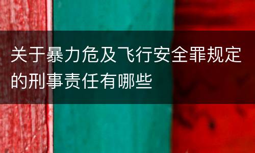 关于暴力危及飞行安全罪规定的刑事责任有哪些
