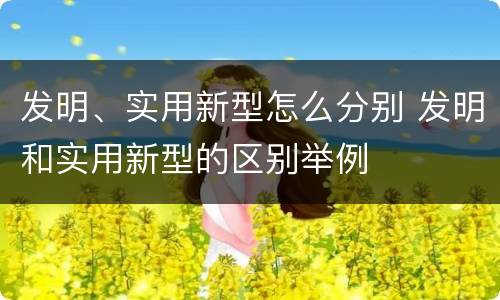 发明、实用新型怎么分别 发明和实用新型的区别举例