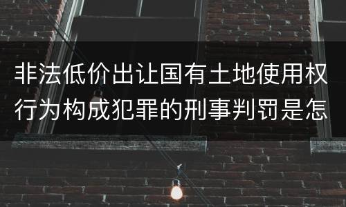 非法低价出让国有土地使用权行为构成犯罪的刑事判罚是怎样的