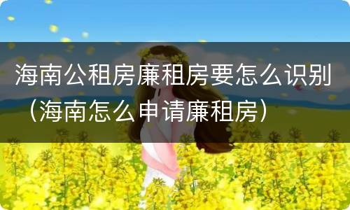海南公租房廉租房要怎么识别（海南怎么申请廉租房）