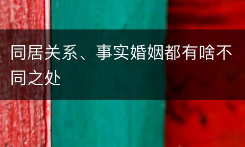 同居关系、事实婚姻都有啥不同之处