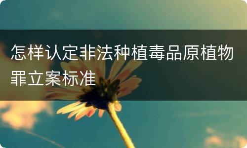 怎样认定非法种植毒品原植物罪立案标准