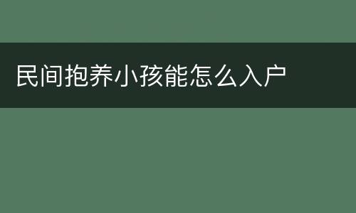 民间抱养小孩能怎么入户