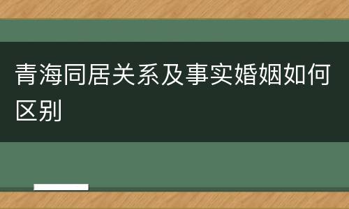 青海同居关系及事实婚姻如何区别