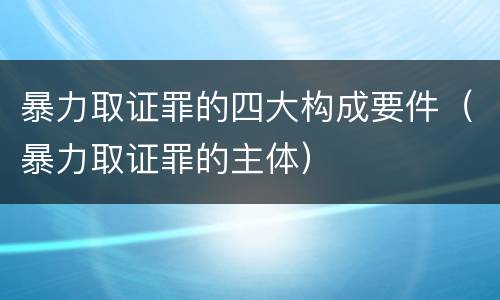 暴力取证罪的四大构成要件（暴力取证罪的主体）