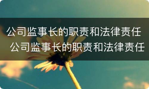 公司监事长的职责和法律责任 公司监事长的职责和法律责任有哪些