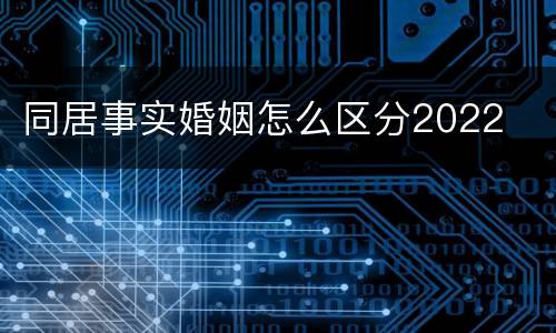 同居事实婚姻怎么区分2022