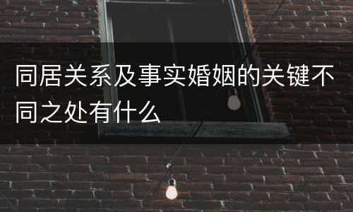 同居关系及事实婚姻的关键不同之处有什么