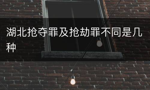湖北抢夺罪及抢劫罪不同是几种
