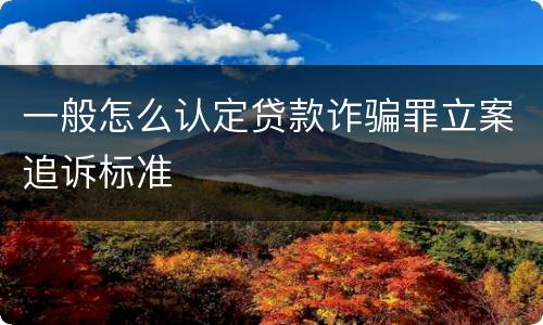 一般怎么认定贷款诈骗罪立案追诉标准