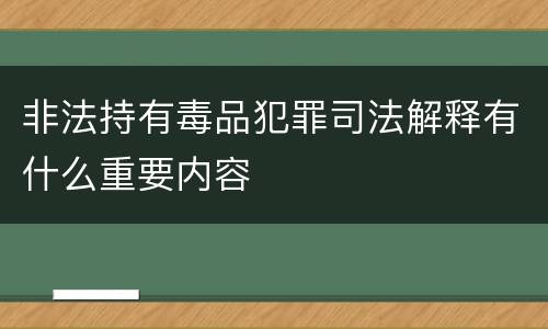 非法持有毒品犯罪司法解释有什么重要内容