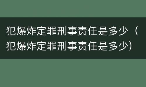 犯爆炸定罪刑事责任是多少（犯爆炸定罪刑事责任是多少）