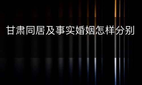 甘肃同居及事实婚姻怎样分别