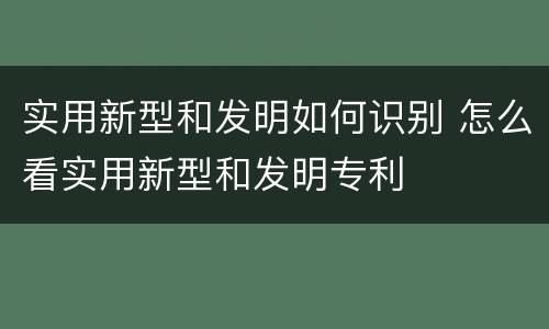 实用新型和发明如何识别 怎么看实用新型和发明专利
