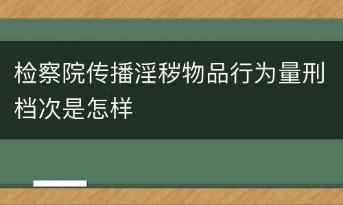 检察院传播淫秽物品行为量刑档次是怎样
