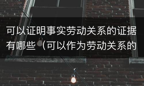 可以证明事实劳动关系的证据有哪些（可以作为劳动关系的证据）