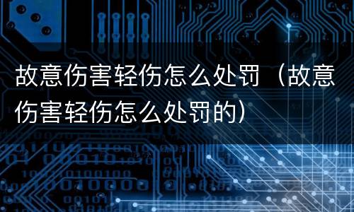 故意伤害轻伤怎么处罚（故意伤害轻伤怎么处罚的）