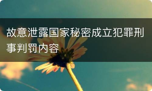 故意泄露国家秘密成立犯罪刑事判罚内容