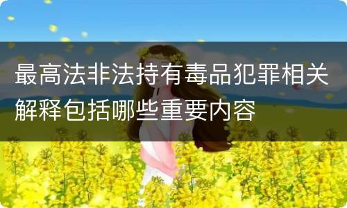 最高法非法持有毒品犯罪相关解释包括哪些重要内容