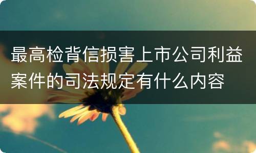 最高检背信损害上市公司利益案件的司法规定有什么内容