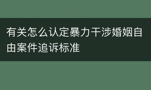 有关怎么认定暴力干涉婚姻自由案件追诉标准