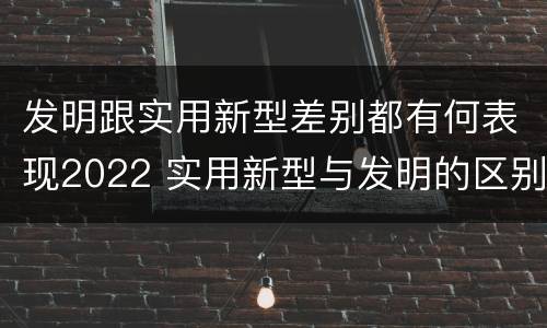 发明跟实用新型差别都有何表现2022 实用新型与发明的区别