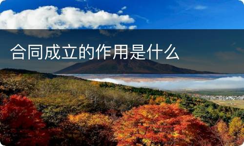 合同成立的作用是什么