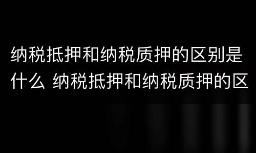 纳税抵押和纳税质押的区别是什么 纳税抵押和纳税质押的区别是什么意思