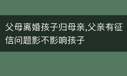 父母离婚孩子归母亲,父亲有征信问题影不影响孩子