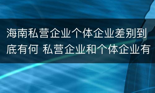 海南私营企业个体企业差别到底有何 私营企业和个体企业有什么区别