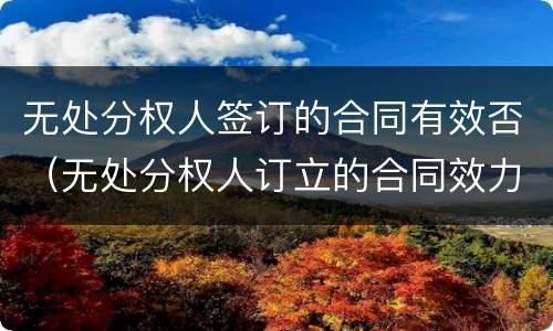 无处分权人签订的合同有效否（无处分权人订立的合同效力）