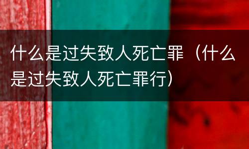 什么是过失致人死亡罪（什么是过失致人死亡罪行）
