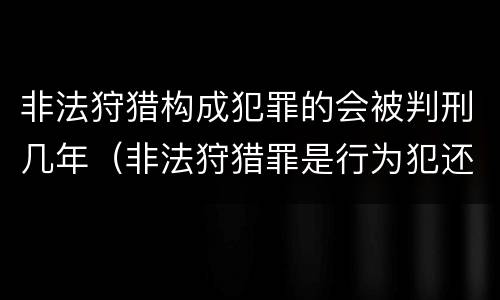 非法狩猎构成犯罪的会被判刑几年（非法狩猎罪是行为犯还是结果犯）