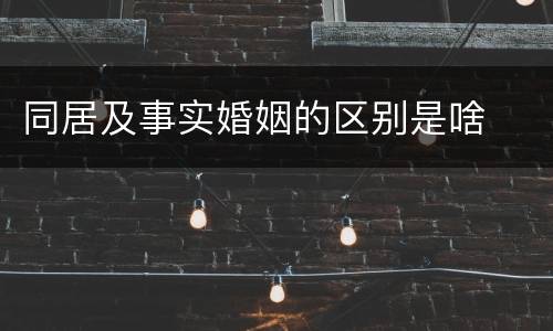 同居及事实婚姻的区别是啥
