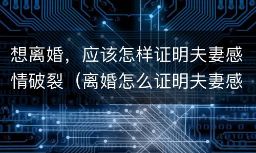 想离婚，应该怎样证明夫妻感情破裂（离婚怎么证明夫妻感情破裂）